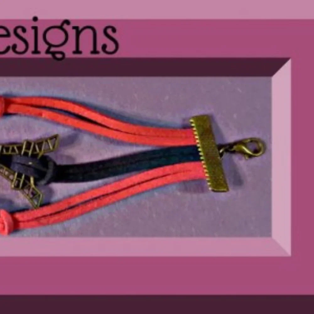 Purple & Pink Leather Multi-Stranded Bracelet With Infinity Love & Eiffel Tower